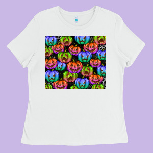 Halloween Pumpkins Ladies Tee Designed By Texasbilliewilder