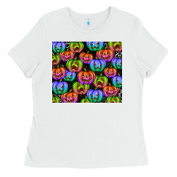 White Halloween Pumpkins Ladies Tee - texasbilliewilder