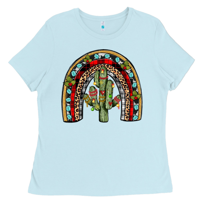 Christmas Cactus Rainbow Ladies Tee by JahusDesignShop | Teevron