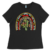 Black christmas cactus rainbow Ladies Tee - JahusDesignShop