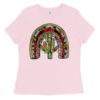 Bubblegum Pink christmas cactus rainbow Ladies Tee - JahusDesignShop