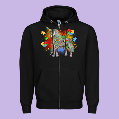 Autism Unicorn Zipper Hoodie Designed By Lillyallendesigns