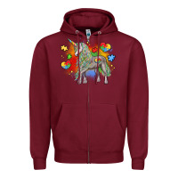 Burgundy autism unicorn Zipper Hoodie - LillyAllenDesigns