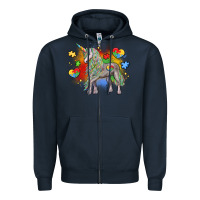 Navy autism unicorn Zipper Hoodie - LillyAllenDesigns