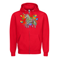 Red autism unicorn Zipper Hoodie - LillyAllenDesigns