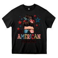 Black all american mama messy bun Heavy Core Tee - Zillion Design Studio