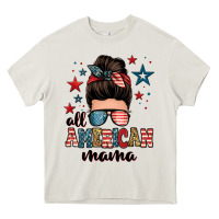 All American Mama Messy Bun Heavy Core Tee | Teevron