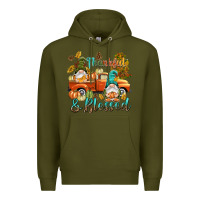 Army Green Fall Thankful and blessed Premium Hoodie - NancyCooperArtShop