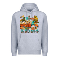 Heather Grey Fall Thankful and blessed Premium Hoodie - NancyCooperArtShop
