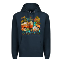 Navy Fall Thankful and blessed Premium Hoodie - NancyCooperArtShop