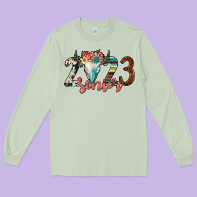 2023 Senior Bull Skull Long Sleeve Tee Designed By Jahusdesignshop
