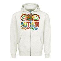 Oatmeal Heather autism awareness butterfly infinity symbol Zipper Hoodie - LillyAllenDesigns