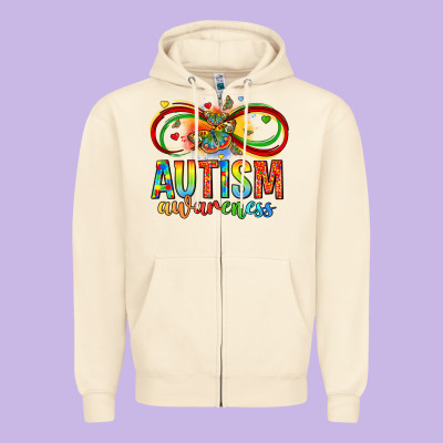 Autism Awareness Butterfly Infinity Symbol Zipper Hoodie Designed By Lillyallendesigns