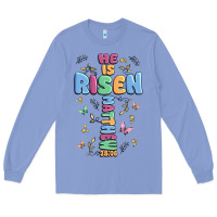 Colony Blue he is risen cross Long Sleeve Tee - MaliasSmallBusiness