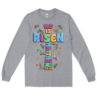 Heather Grey he is risen cross Long Sleeve Tee - MaliasSmallBusiness