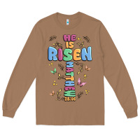 Toasted Coconut he is risen cross Long Sleeve Tee - MaliasSmallBusiness