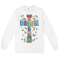 White he is risen cross Long Sleeve Tee - MaliasSmallBusiness