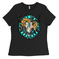 Black gamestone with bull skull Ladies Tee - RanaPortraitStore