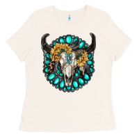 Bone gamestone with bull skull Ladies Tee - RanaPortraitStore