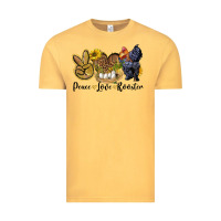 Vintage Mustard Peace Love Rooster Vintage Tee - LillyAllenDesigns