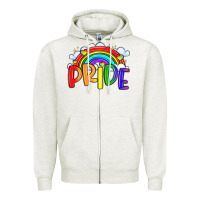 Oatmeal Heather pride Zipper Hoodie - LillyAllenDesigns