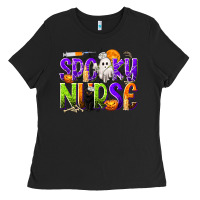 Black Halloween Spooky Nurse Ladies Tee - texasbilliewilder