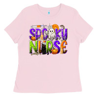 Bubblegum Pink Halloween Spooky Nurse Ladies Tee - texasbilliewilder