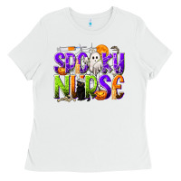 White Halloween Spooky Nurse Ladies Tee - texasbilliewilder
