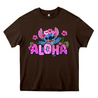 Chocolate Brown aloha summer stitch Heavy Core Tee - Zillion Design Studio