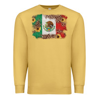 Antique Gold Mexican Flag with Leopard Premium Sweatshirt - texasbilliewilder