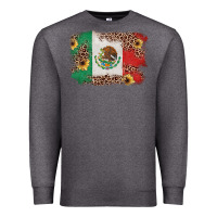 Charcoal Heather Mexican Flag with Leopard Premium Sweatshirt - texasbilliewilder
