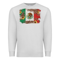 Dove Grey Mexican Flag with Leopard Premium Sweatshirt - texasbilliewilder