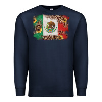 Navy Mexican Flag with Leopard Premium Sweatshirt - texasbilliewilder
