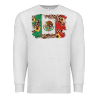 Oatmeal Heather Mexican Flag with Leopard Premium Sweatshirt - texasbilliewilder
