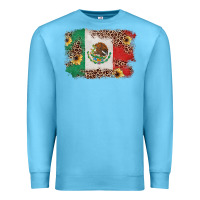 Ocean Blue Mexican Flag with Leopard Premium Sweatshirt - texasbilliewilder