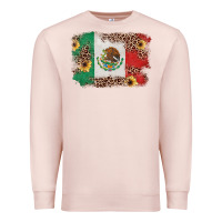 Pale Pink Mexican Flag with Leopard Premium Sweatshirt - texasbilliewilder