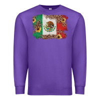 Purple Mexican Flag with Leopard Premium Sweatshirt - texasbilliewilder