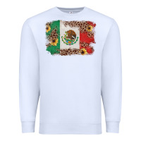 White Mexican Flag with Leopard Premium Sweatshirt - texasbilliewilder