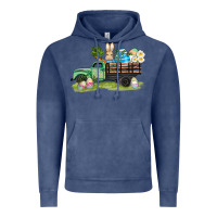 Vintage Denim easter hunt i̇n truck Vintage Hoodie - AdoDesignShop