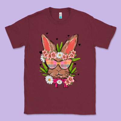 Bunny With Floral Classic Tee Designed By Maliassmallbusiness