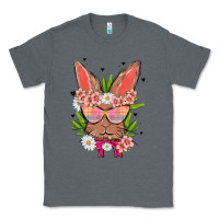 Charcoal Heather bunny with floral Classic Tee - MaliasSmallBusiness