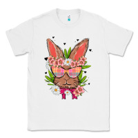 White bunny with floral Classic Tee - MaliasSmallBusiness