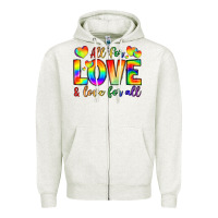 Oatmeal Heather all for love and love for love Zipper Hoodie - LillyAllenDesigns