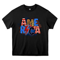 Black america lightning bolt Heavy Core Tee - Zillion Design Studio