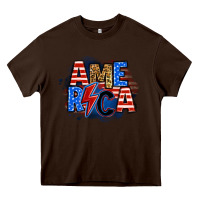 Chocolate Brown america lightning bolt Heavy Core Tee - Zillion Design Studio