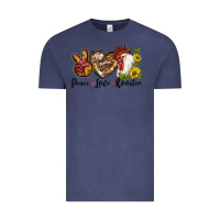 Vintage Denim Peace Love Rooster With Sunflowers Vintage Tee - LillyAllenDesigns