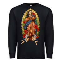 Black Lady of Guadalupe with Roses Premium Sweatshirt - texasbilliewilder