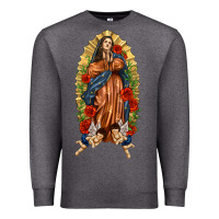 Charcoal Heather Lady of Guadalupe with Roses Premium Sweatshirt - texasbilliewilder
