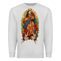Dove Grey Lady of Guadalupe with Roses Premium Sweatshirt - texasbilliewilder