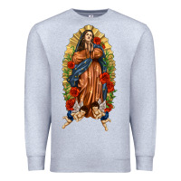 Heather Grey Lady of Guadalupe with Roses Premium Sweatshirt - texasbilliewilder